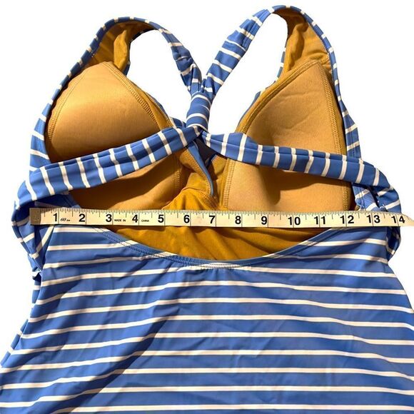L.L. Bean Blue White Striped Twisted Front Crossed Back Tankini Top MEDIUM - Picture 6 of 16